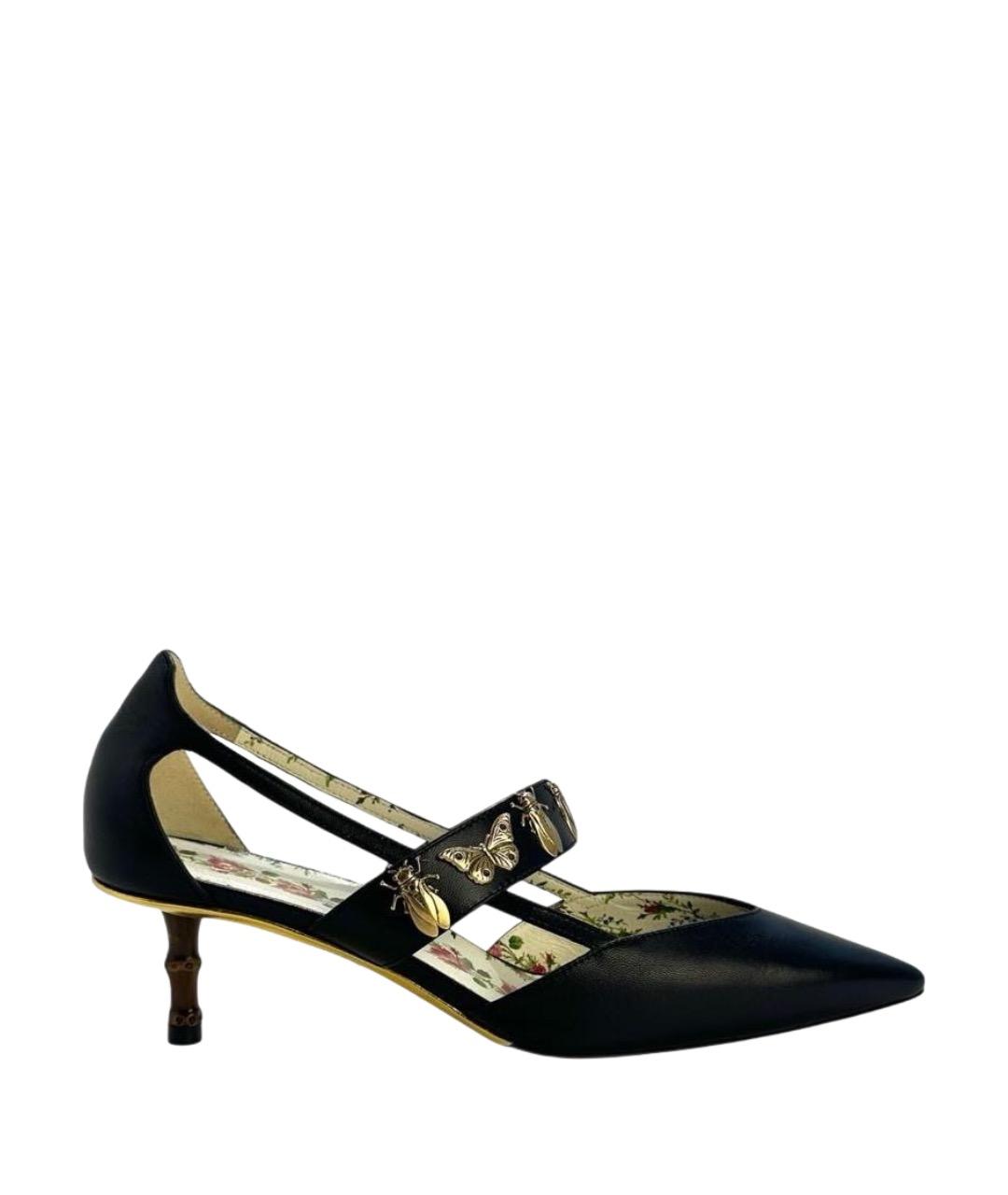 GUCCI Черные кожаные туфли, фото 1