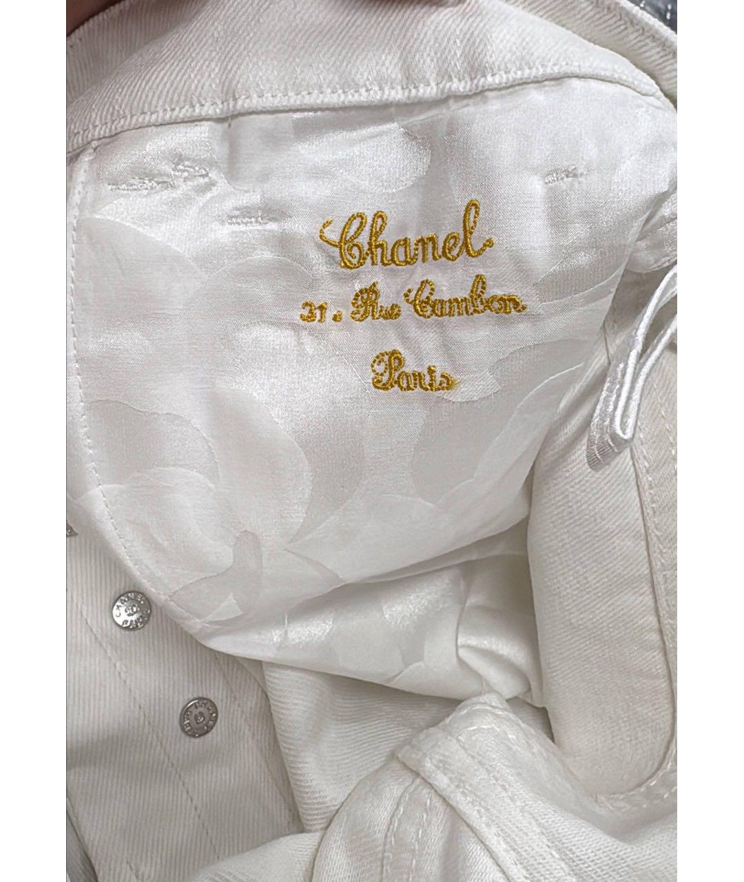 CHANEL Белые хлопковые прямые джинсы, фото 3