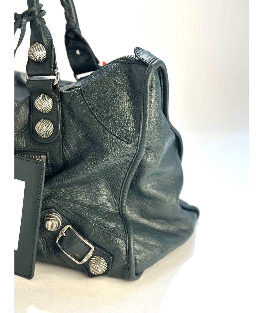 BALENCIAGA Зеленая кожаная сумка с короткими ручками, фото 5