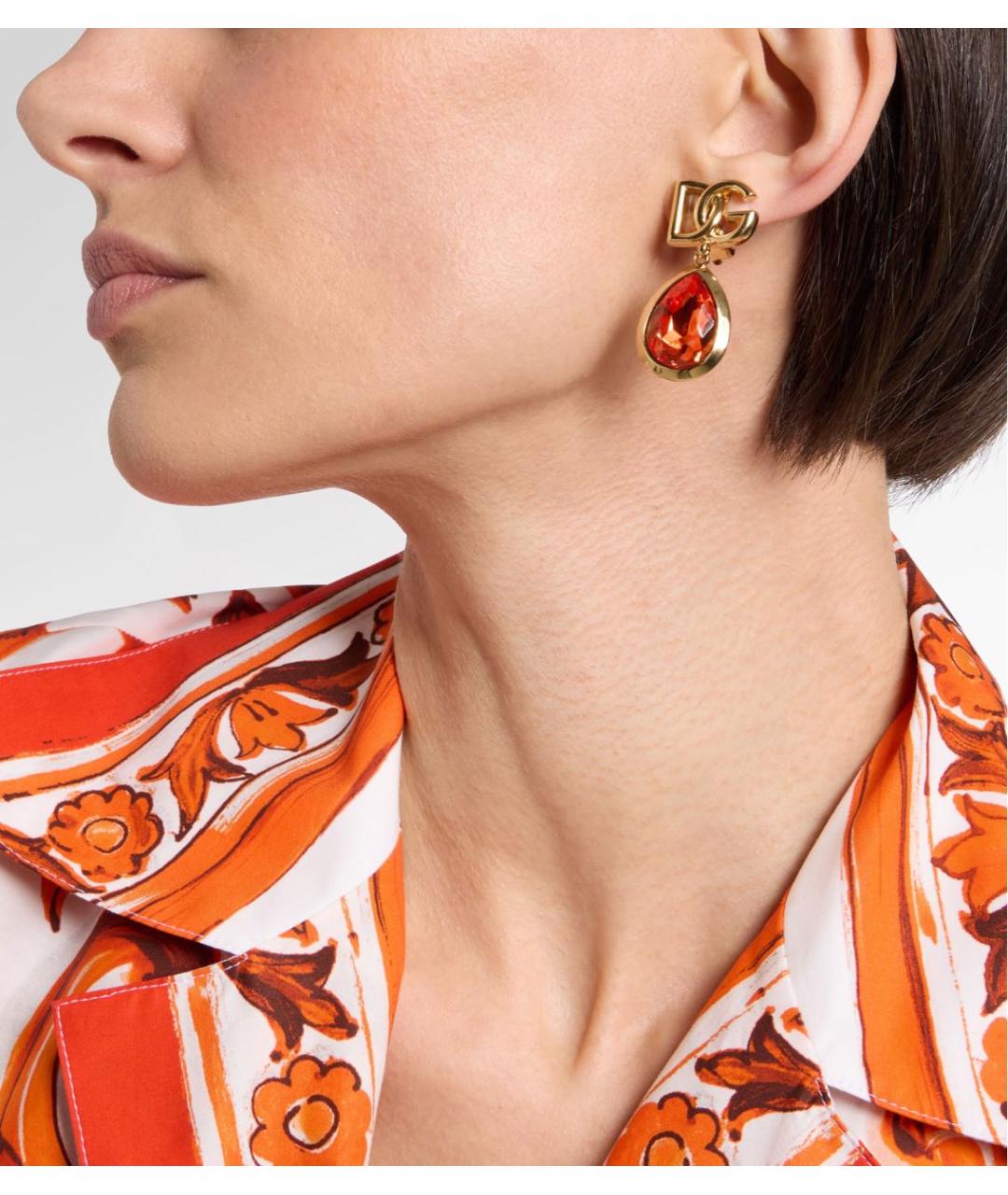 DOLCE&GABBANA Оранжевые латунные серьги, фото 5