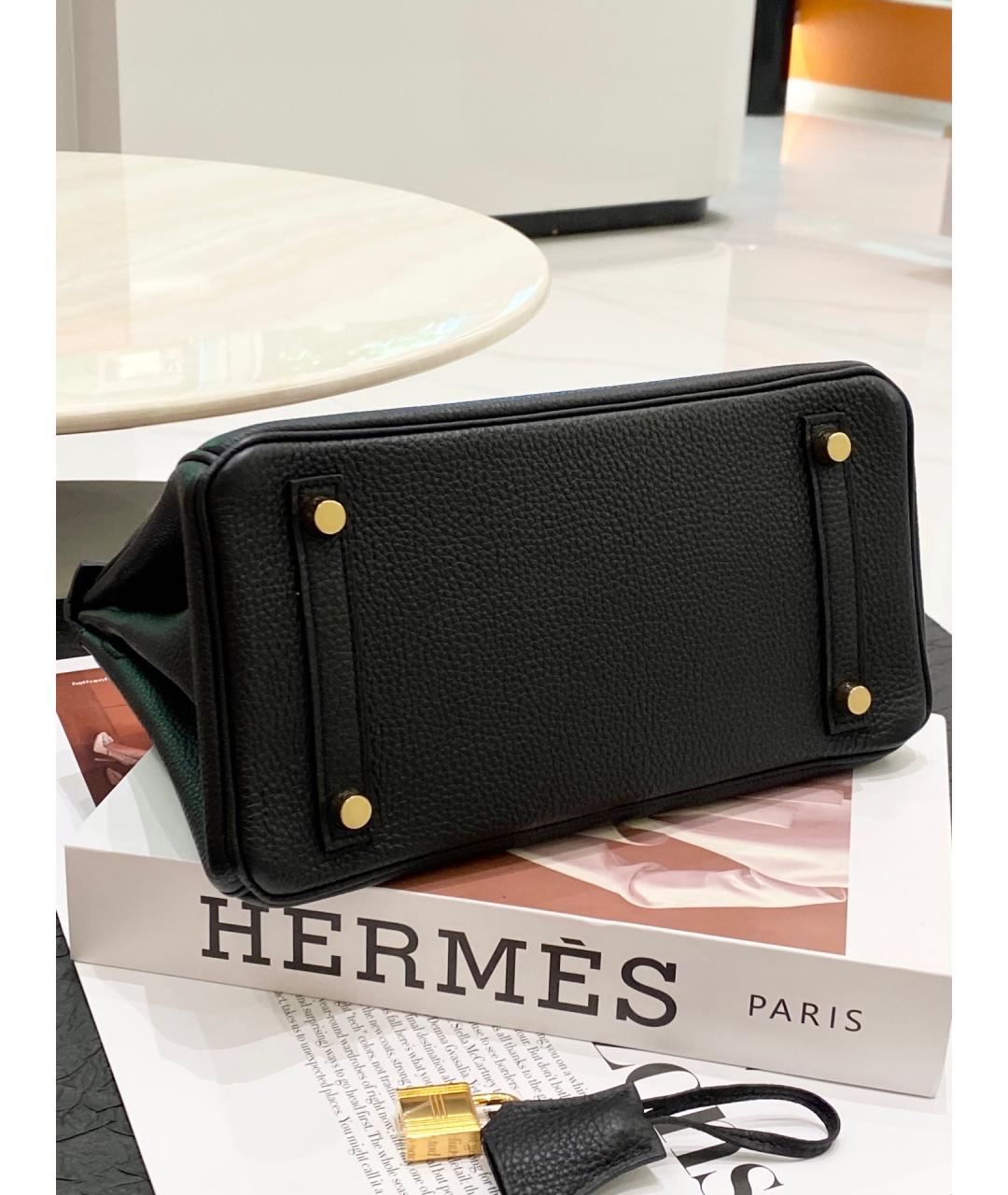 HERMES Черная кожаная сумка с короткими ручками, фото 5