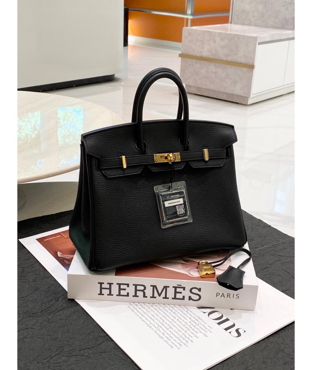 HERMES Черная кожаная сумка с короткими ручками, фото 9