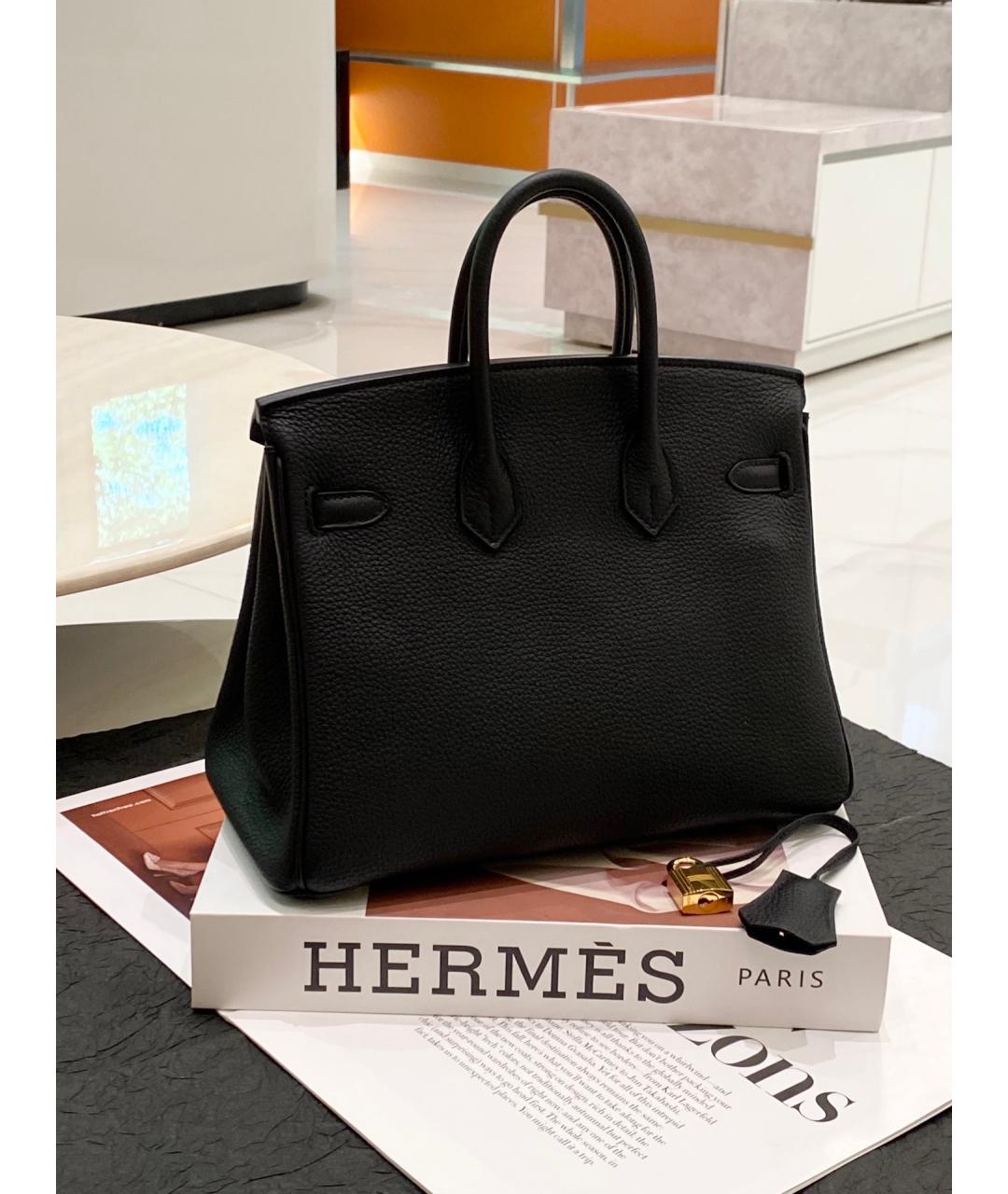 HERMES Черная кожаная сумка с короткими ручками, фото 2