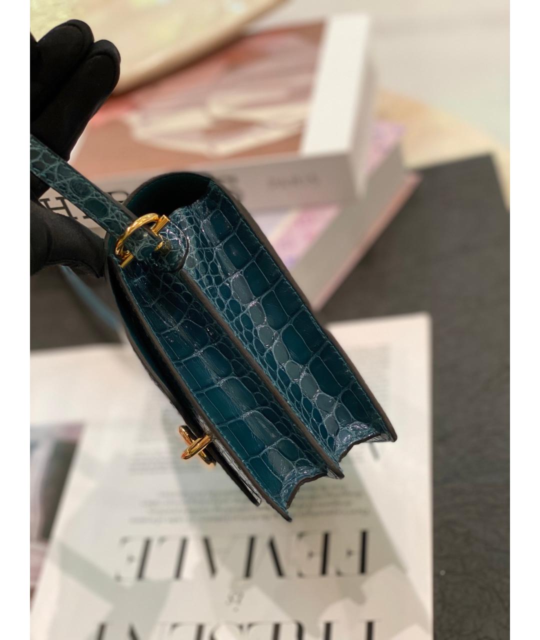 HERMES Бирюзовая кожаная сумка через плечо, фото 4
