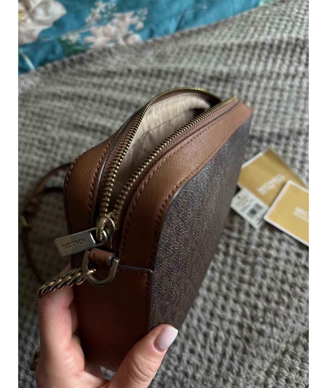 MICHAEL KORS Коричневая сумка через плечо из искусственной кожи, фото 5