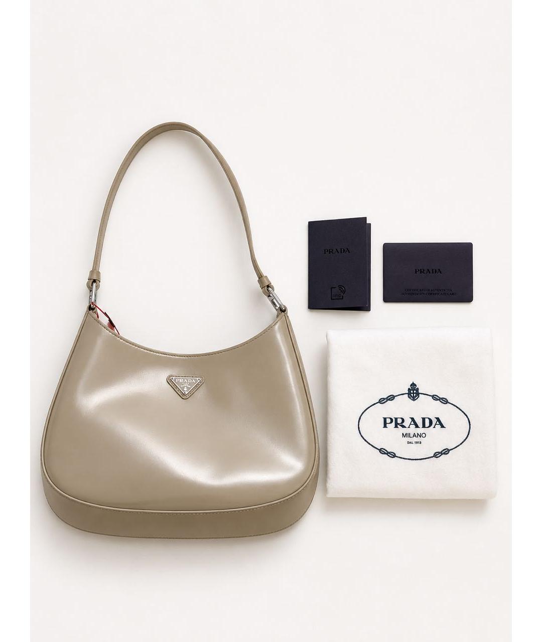 PRADA Бежевая кожаная сумка через плечо, фото 5