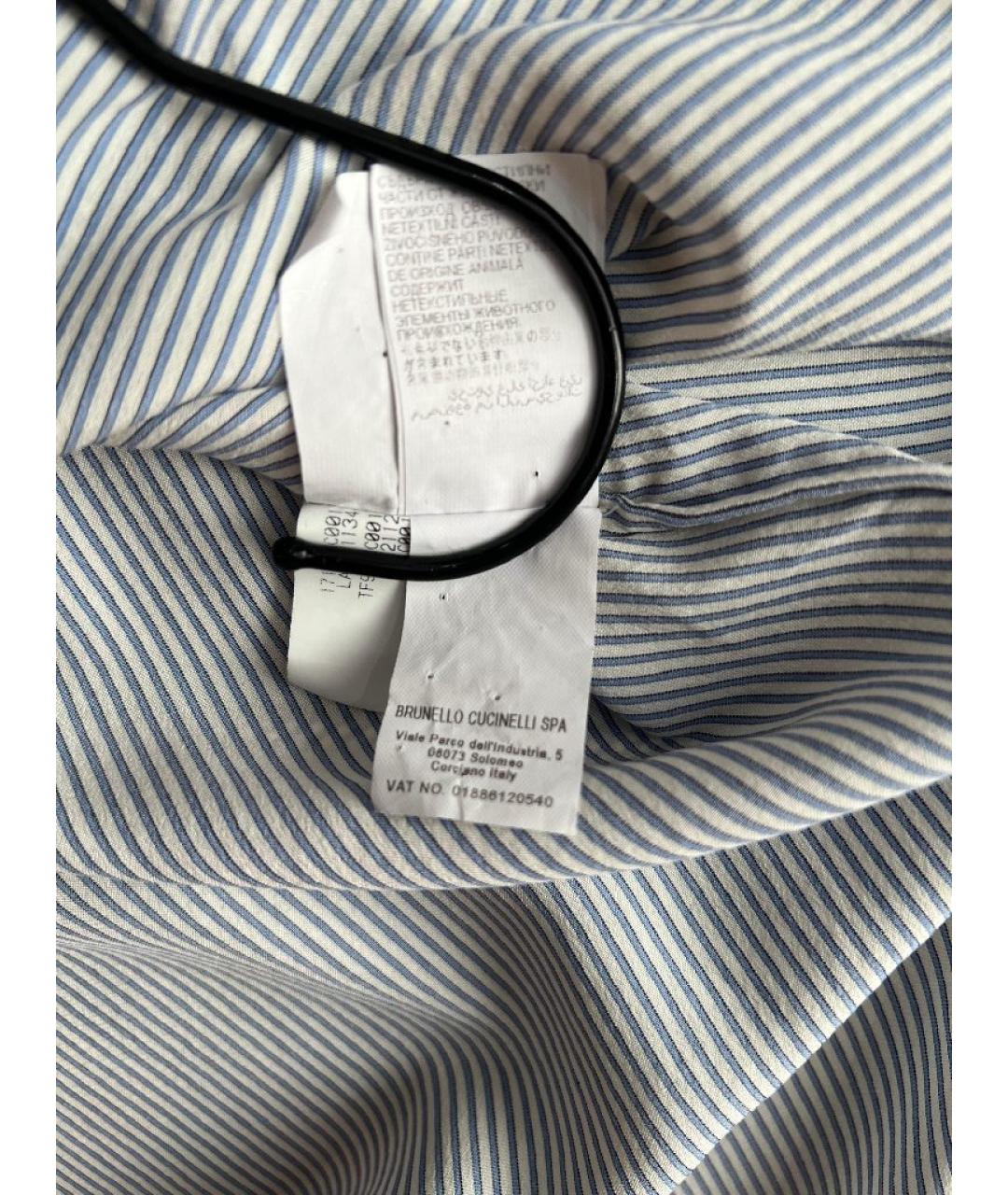 BRUNELLO CUCINELLI Голубая шелковая рубашка, фото 8