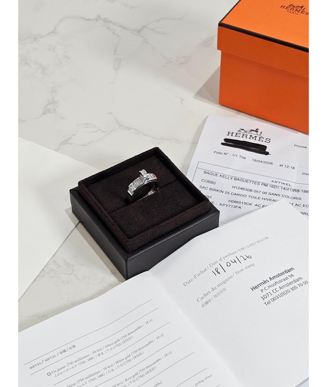 HERMES Серебряное кольцо из белого золота, фото 2