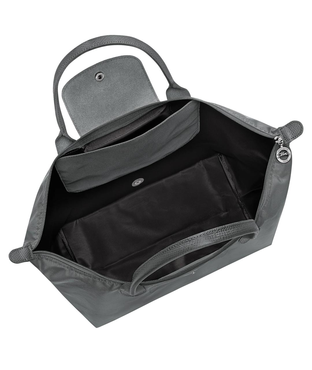 LONGCHAMP Антрацитовая тканевая сумка с короткими ручками, фото 4
