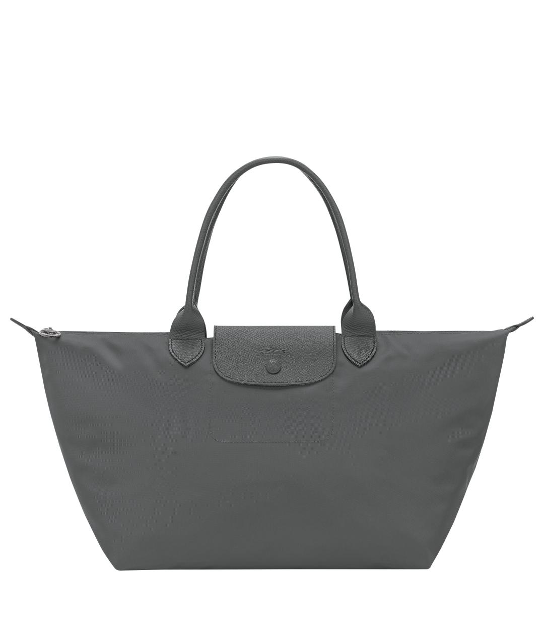 LONGCHAMP Антрацитовая тканевая сумка с короткими ручками, фото 1