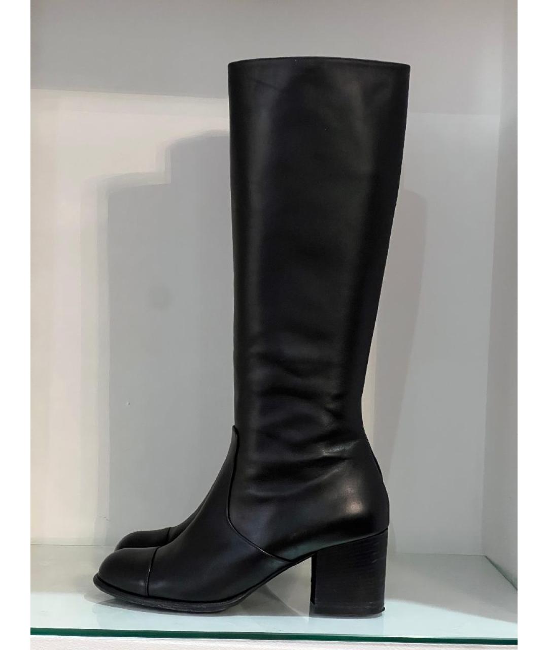 CHANEL Черные кожаные сапоги, фото 8