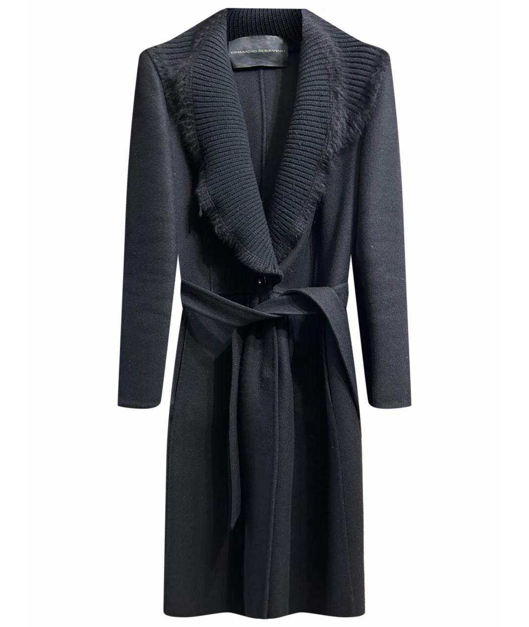 ERMANNO SCERVINO Черное шерстяное пальто, фото 1