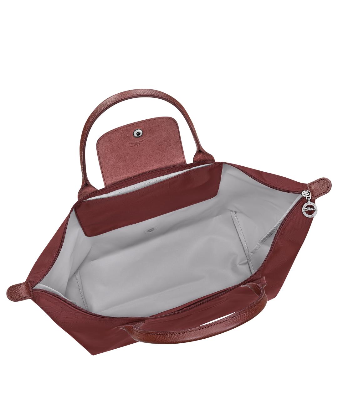 LONGCHAMP Бордовая тканевая сумка с короткими ручками, фото 3