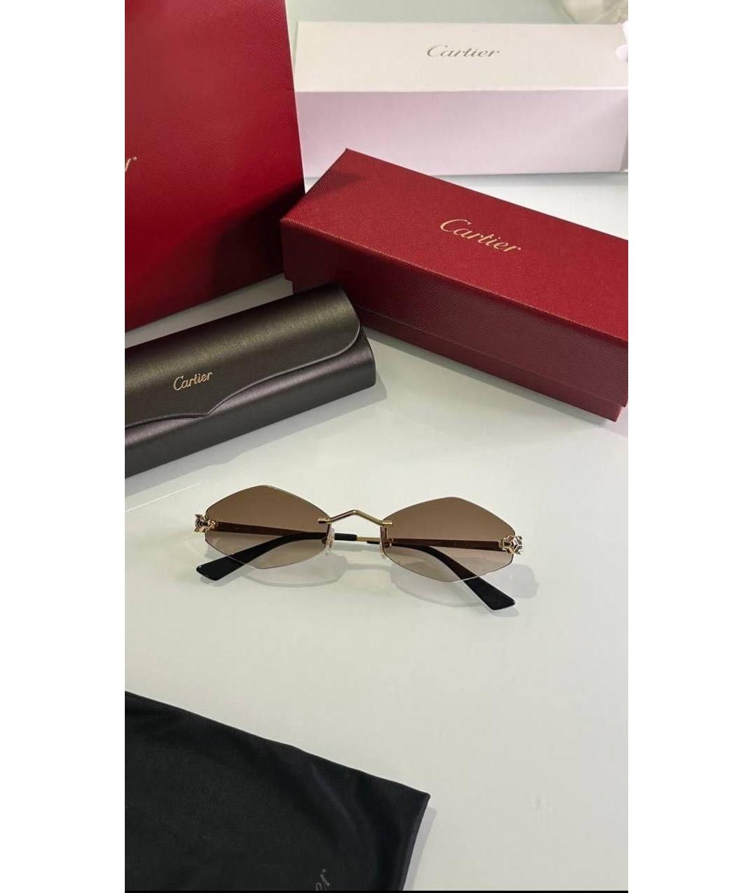 CARTIER Золотые металлические солнцезащитные очки, фото 2
