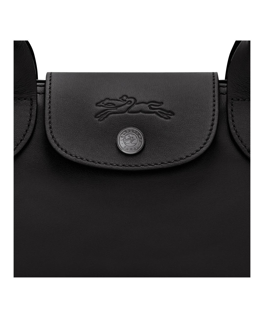 LONGCHAMP Черная кожаная сумка через плечо, фото 4