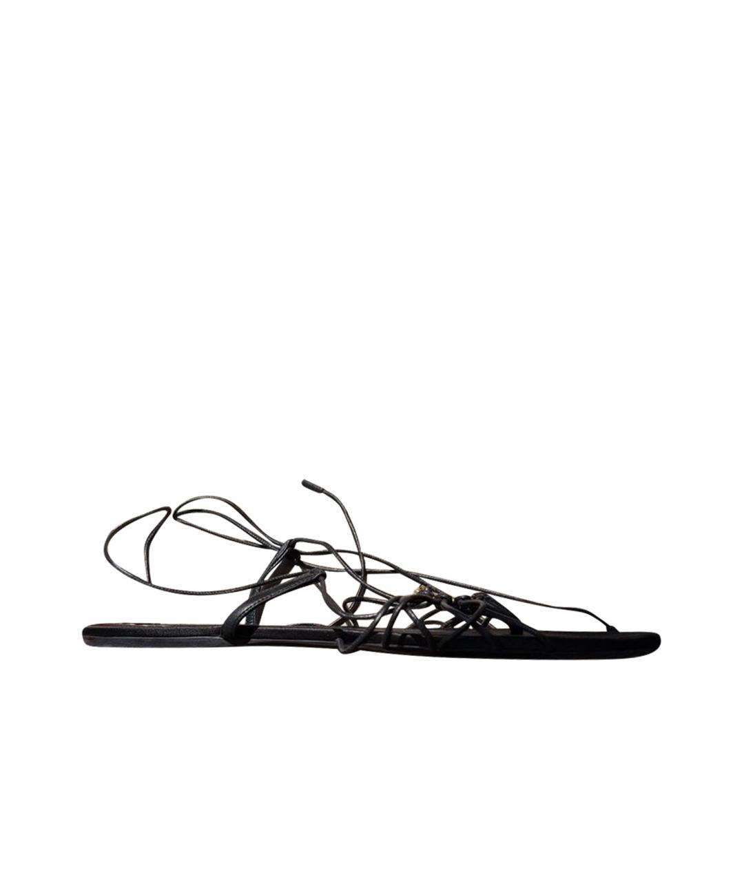 SAINT LAURENT Черные кожаные босоножки, фото 1