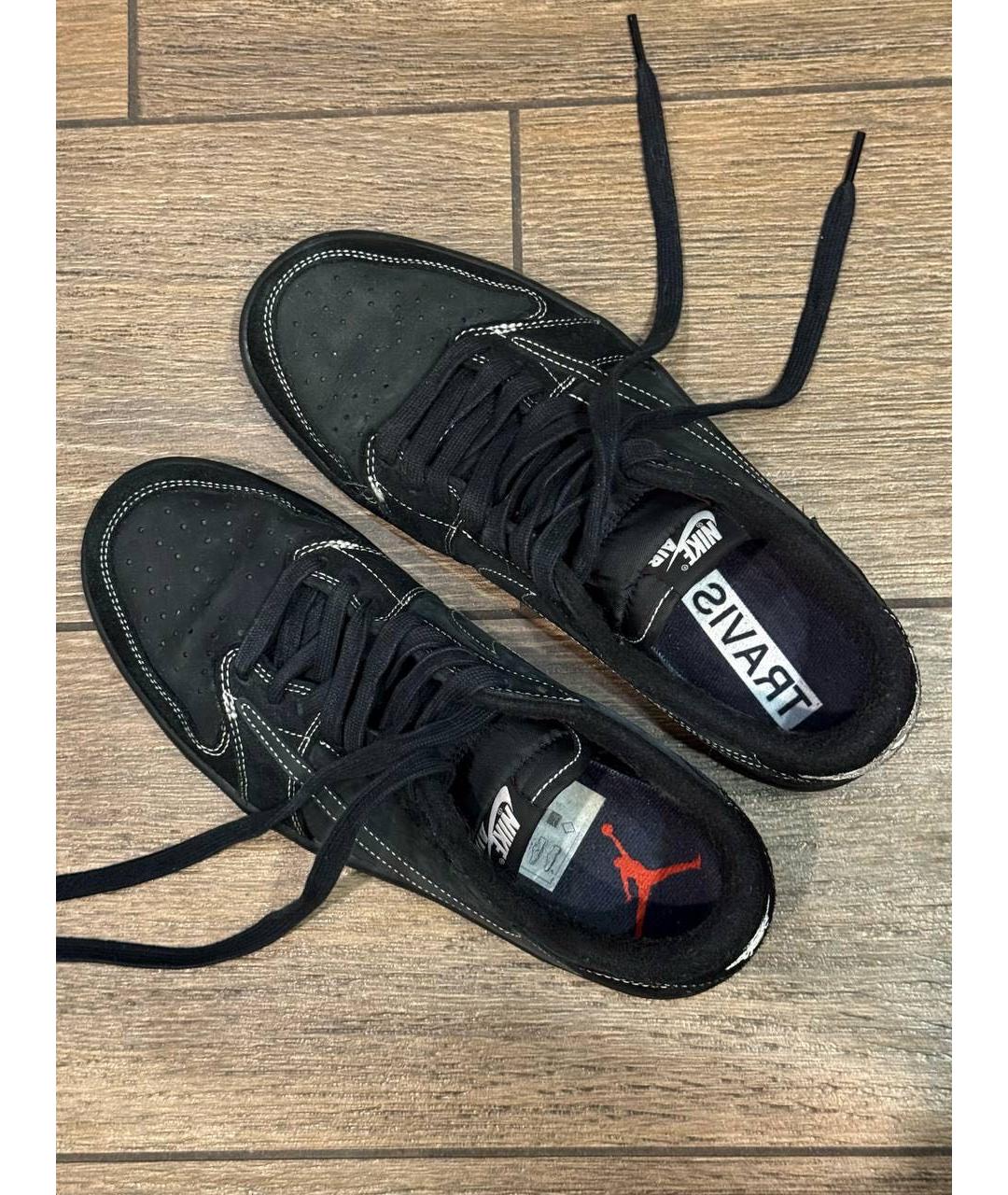 NIKE Черные низкие кроссовки / кеды из искусственной кожи, фото 4