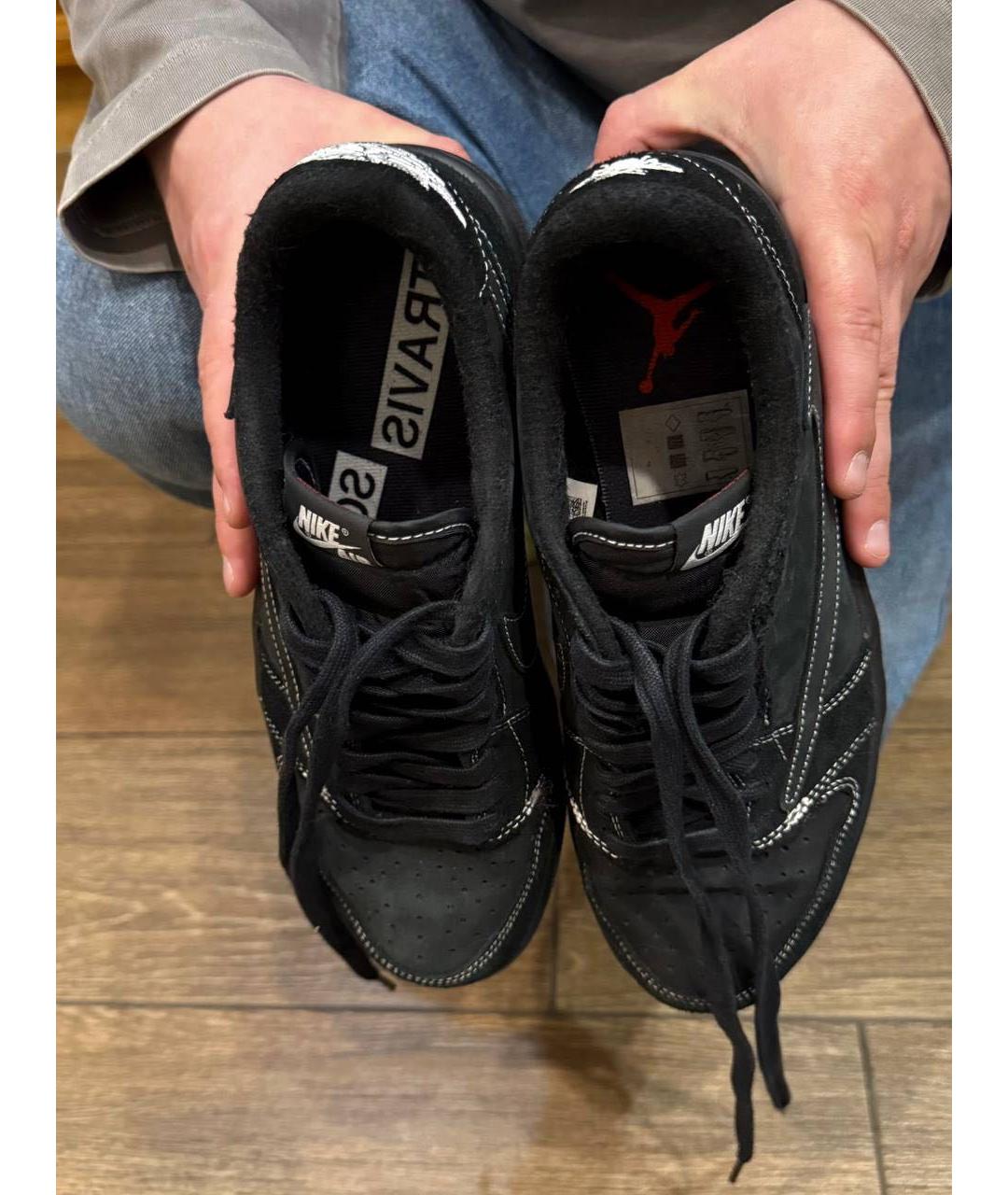 NIKE Черные низкие кроссовки / кеды из искусственной кожи, фото 3