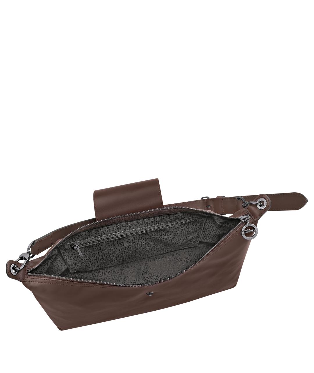 LONGCHAMP Коричневая кожаная сумка с короткими ручками, фото 3