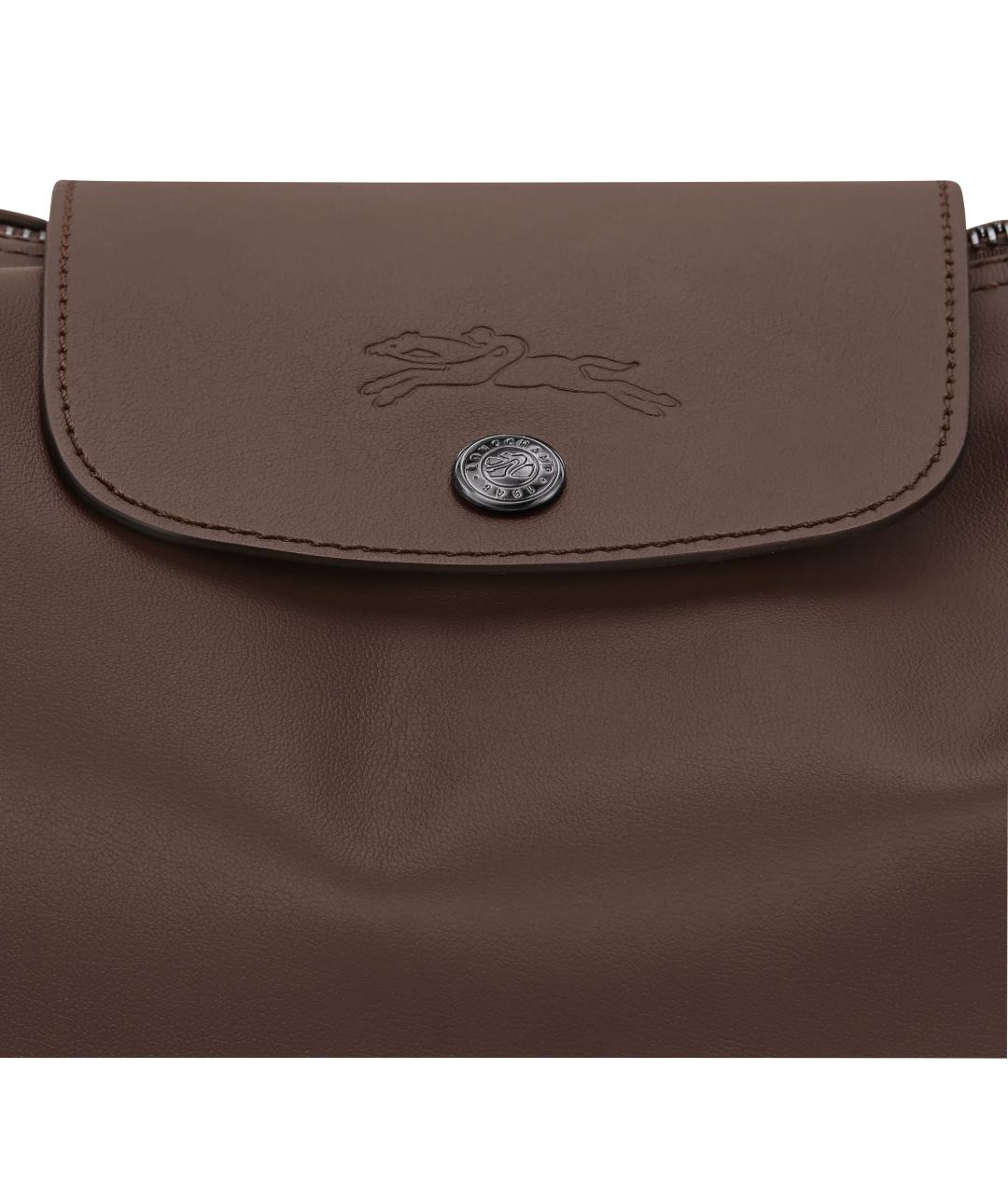 LONGCHAMP Коричневая кожаная сумка с короткими ручками, фото 4