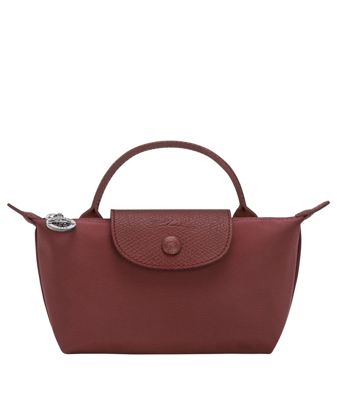 LONGCHAMP Бордовая тканевая сумка с короткими ручками, фото 1