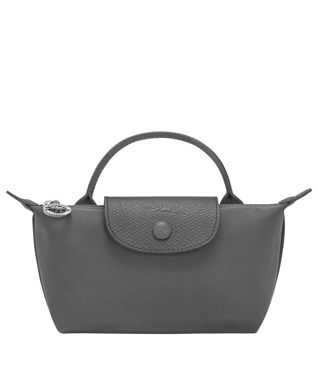 LONGCHAMP Антрацитовая тканевая сумка с короткими ручками, фото 1