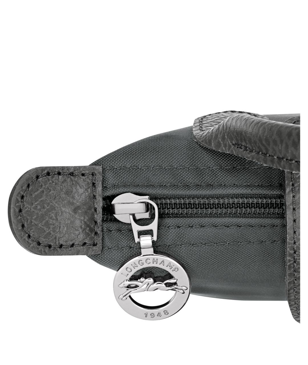 LONGCHAMP Антрацитовая тканевая сумка с короткими ручками, фото 4