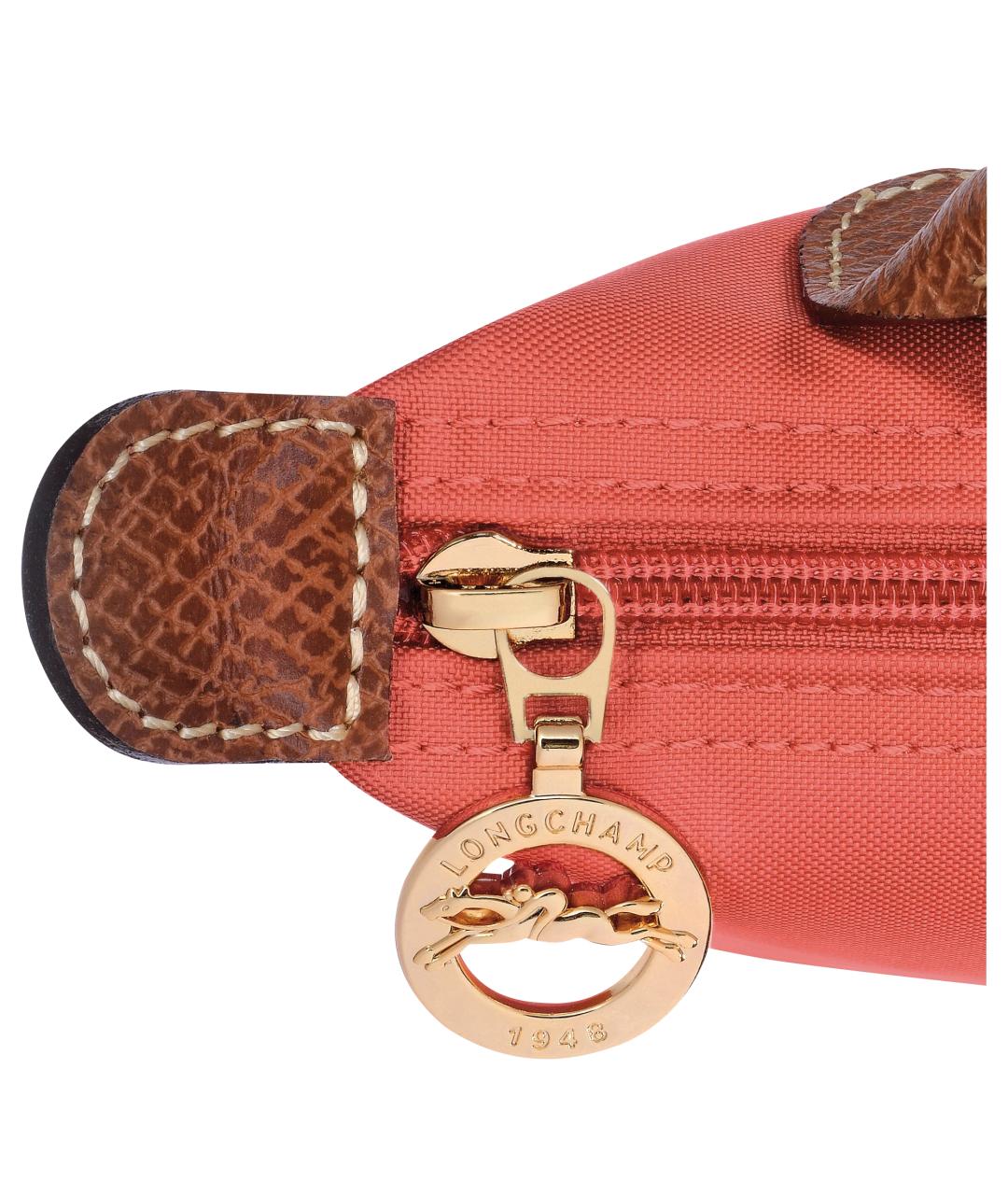 LONGCHAMP Коралловая тканевая сумка с короткими ручками, фото 4