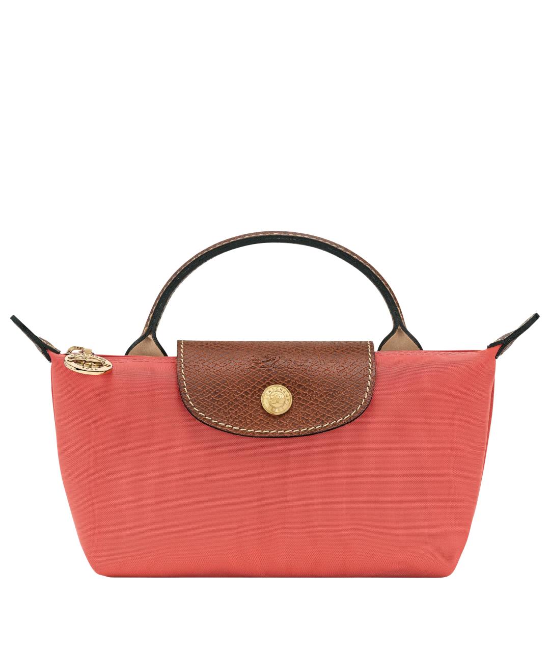 LONGCHAMP Коралловая тканевая сумка с короткими ручками, фото 1