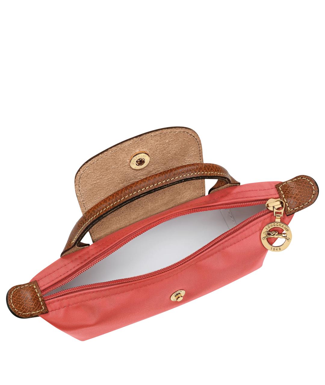 LONGCHAMP Коралловая тканевая сумка с короткими ручками, фото 3