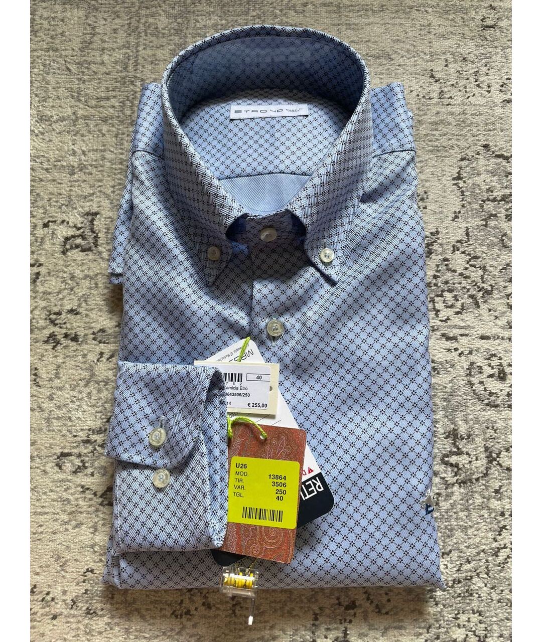 ETRO Голубая хлопковая классическая рубашка, фото 3