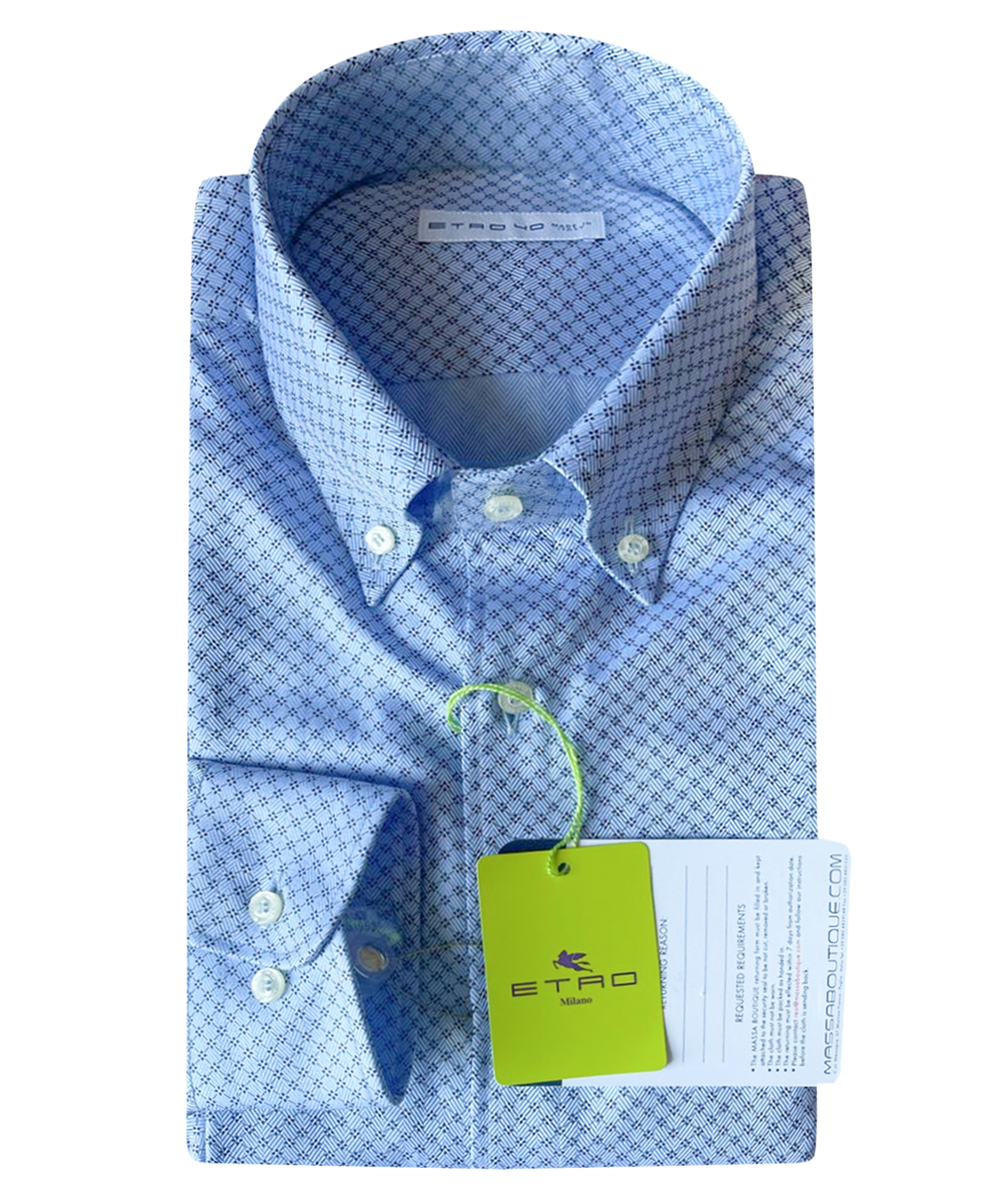 ETRO Голубая хлопковая классическая рубашка, фото 1