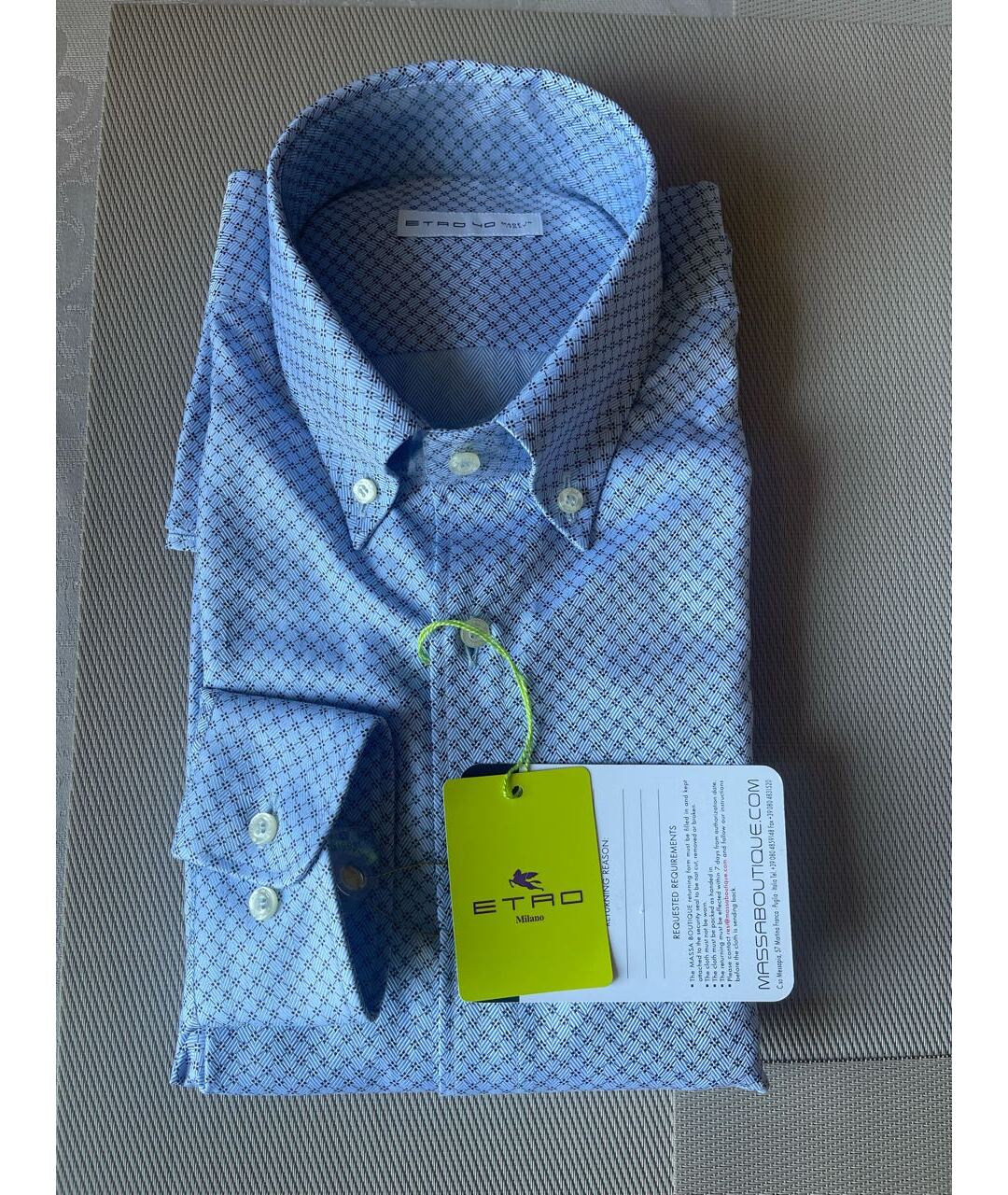 ETRO Голубая хлопковая классическая рубашка, фото 7