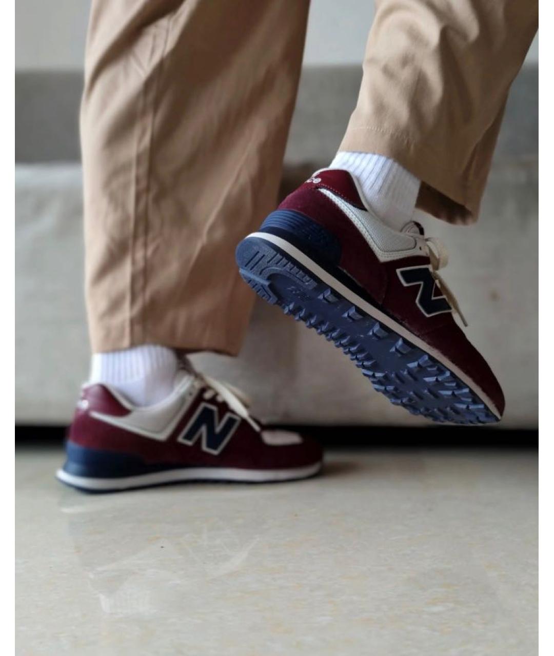 NEW BALANCE Бордовые замшевые низкие кроссовки / кеды, фото 7
