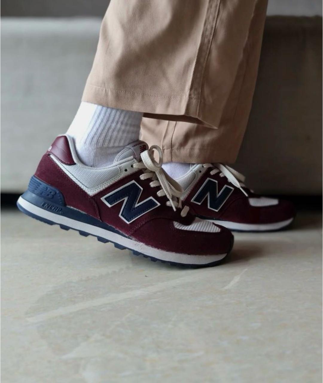 NEW BALANCE Бордовые замшевые низкие кроссовки / кеды, фото 8