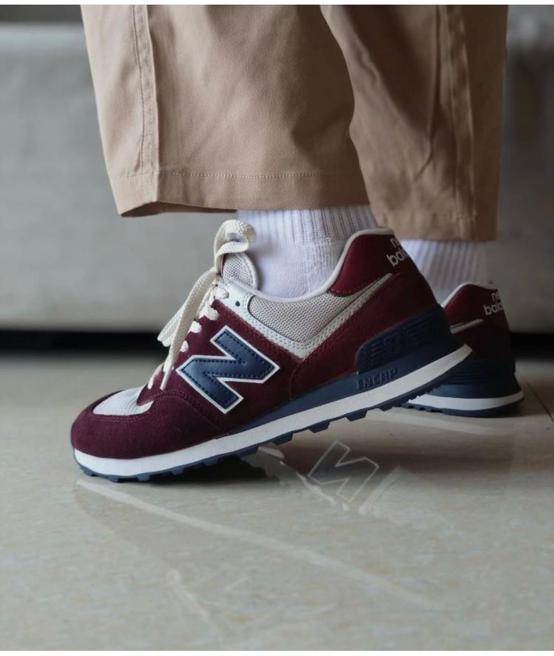 NEW BALANCE Бордовые замшевые низкие кроссовки / кеды, фото 5