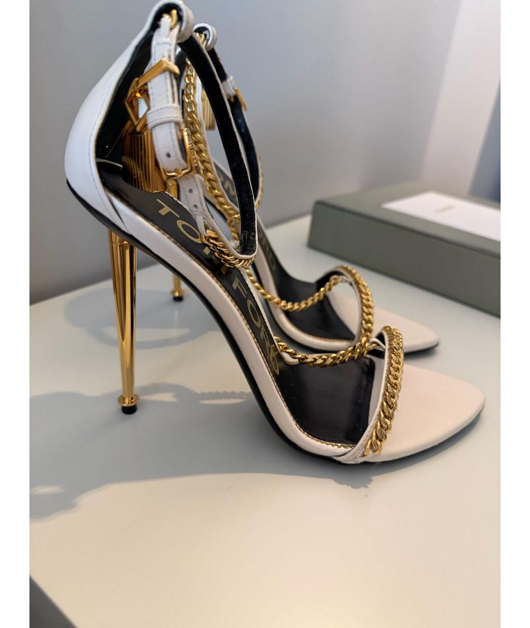 TOM FORD Белые кожаные босоножки, фото 3