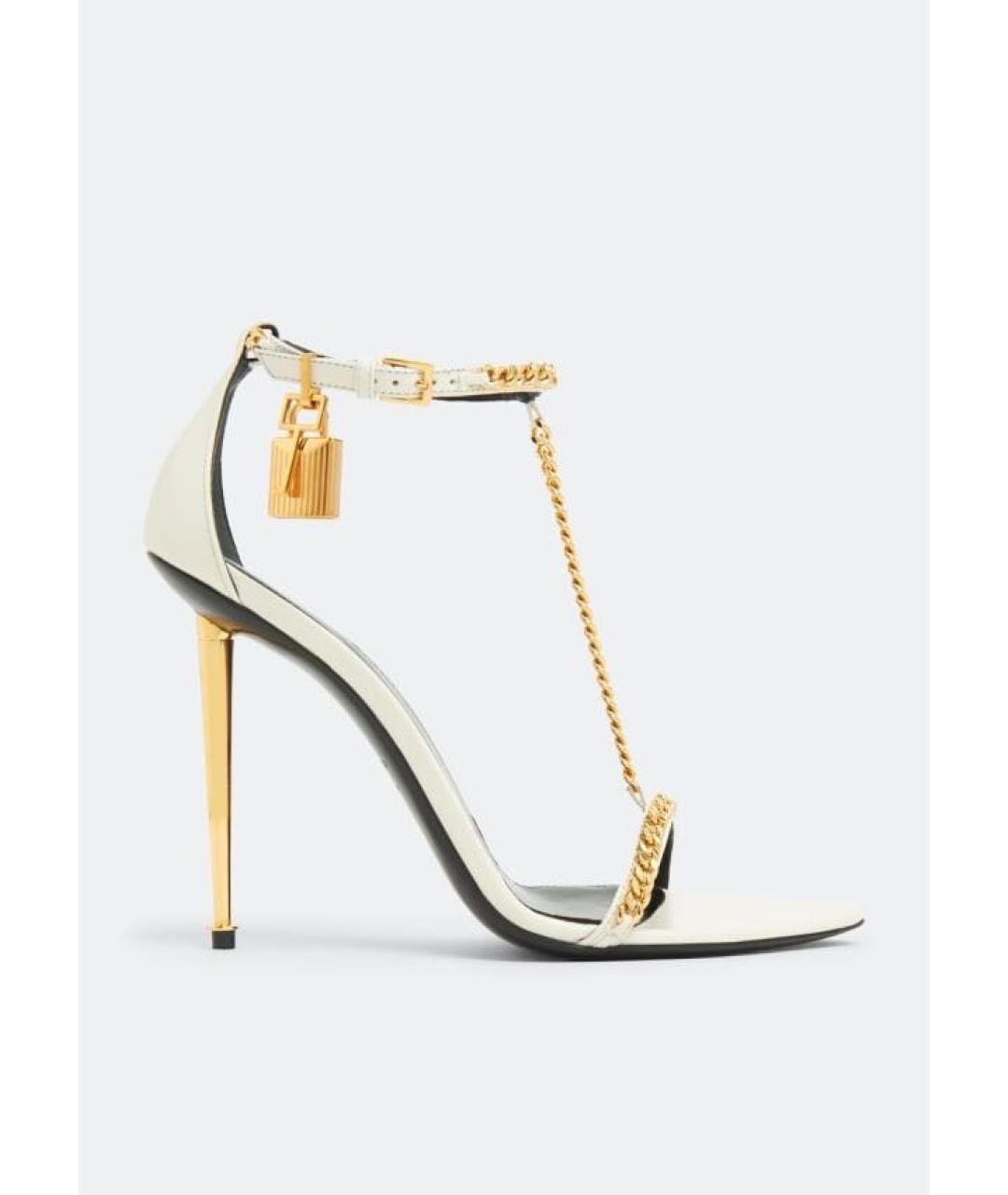 TOM FORD Белые кожаные босоножки, фото 9