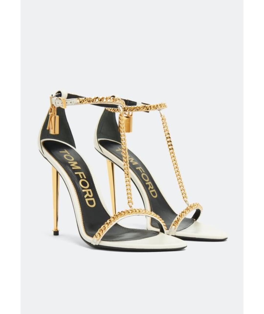 TOM FORD Белые кожаные босоножки, фото 2