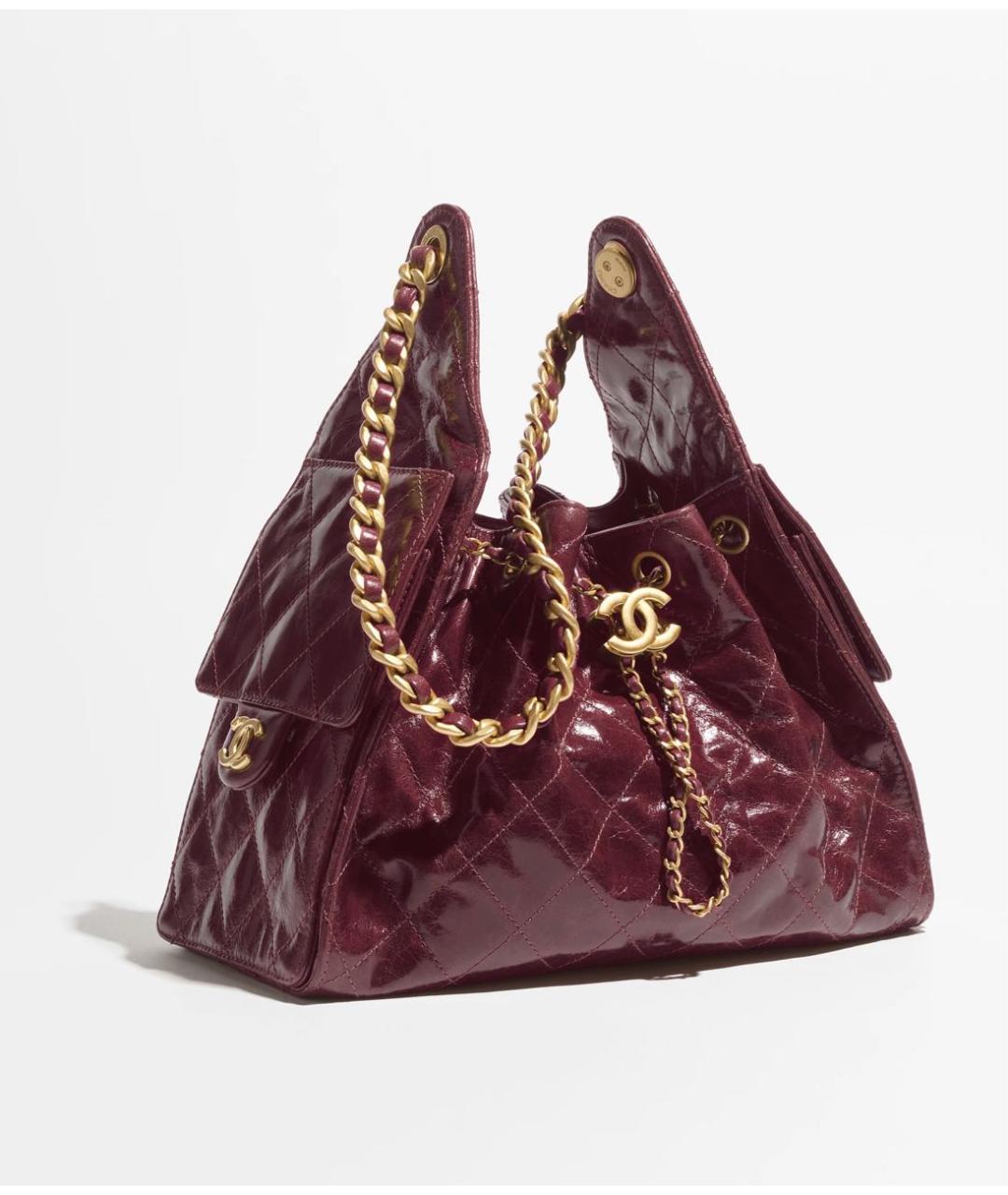 CHANEL Бордовая сумка через плечо из лакированной кожи, фото 5