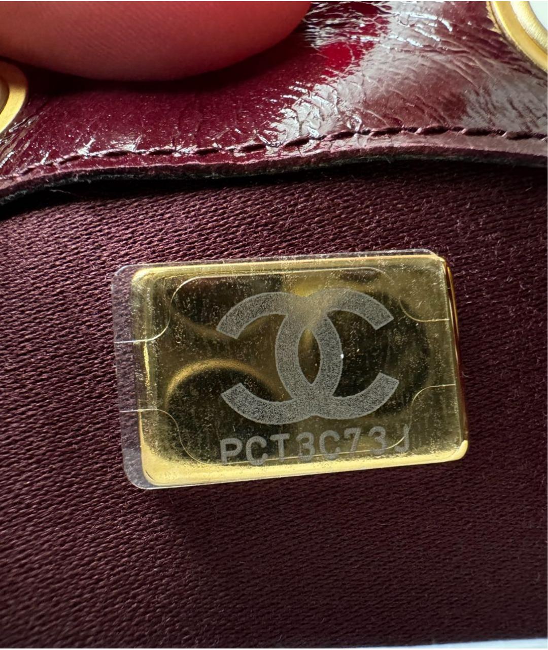 CHANEL Бордовая сумка через плечо из лакированной кожи, фото 7