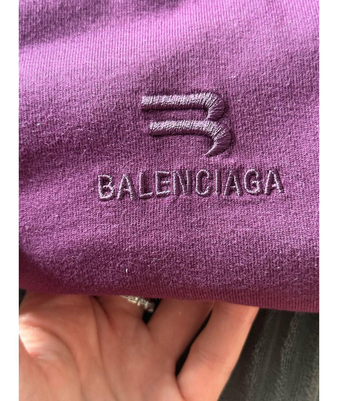 BALENCIAGA Фиолетовая хлопковая футболка, фото 4