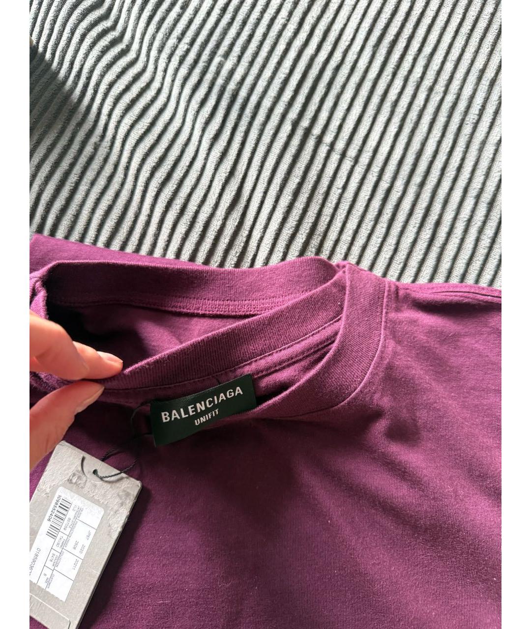 BALENCIAGA Фиолетовая хлопковая футболка, фото 3