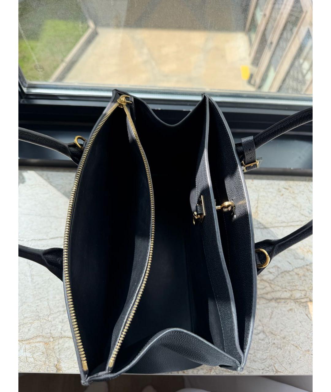 LOUIS VUITTON Черная кожаная сумка тоут, фото 4