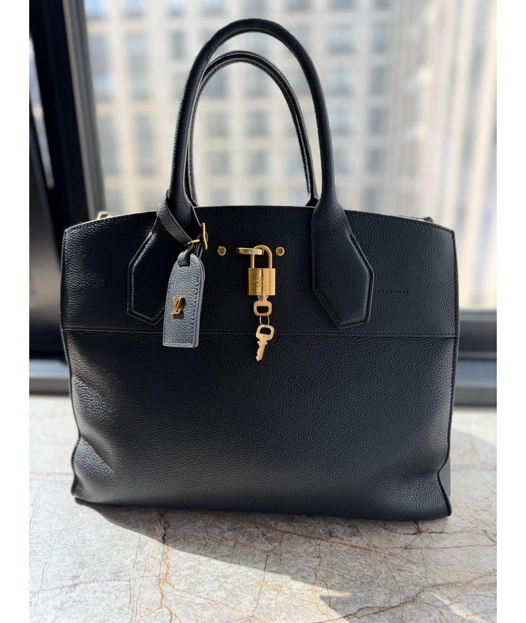 LOUIS VUITTON Черная кожаная сумка тоут, фото 9