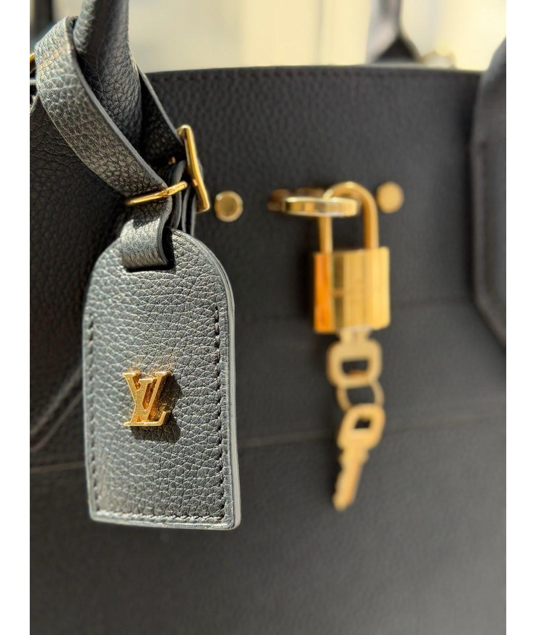 LOUIS VUITTON Черная кожаная сумка тоут, фото 8
