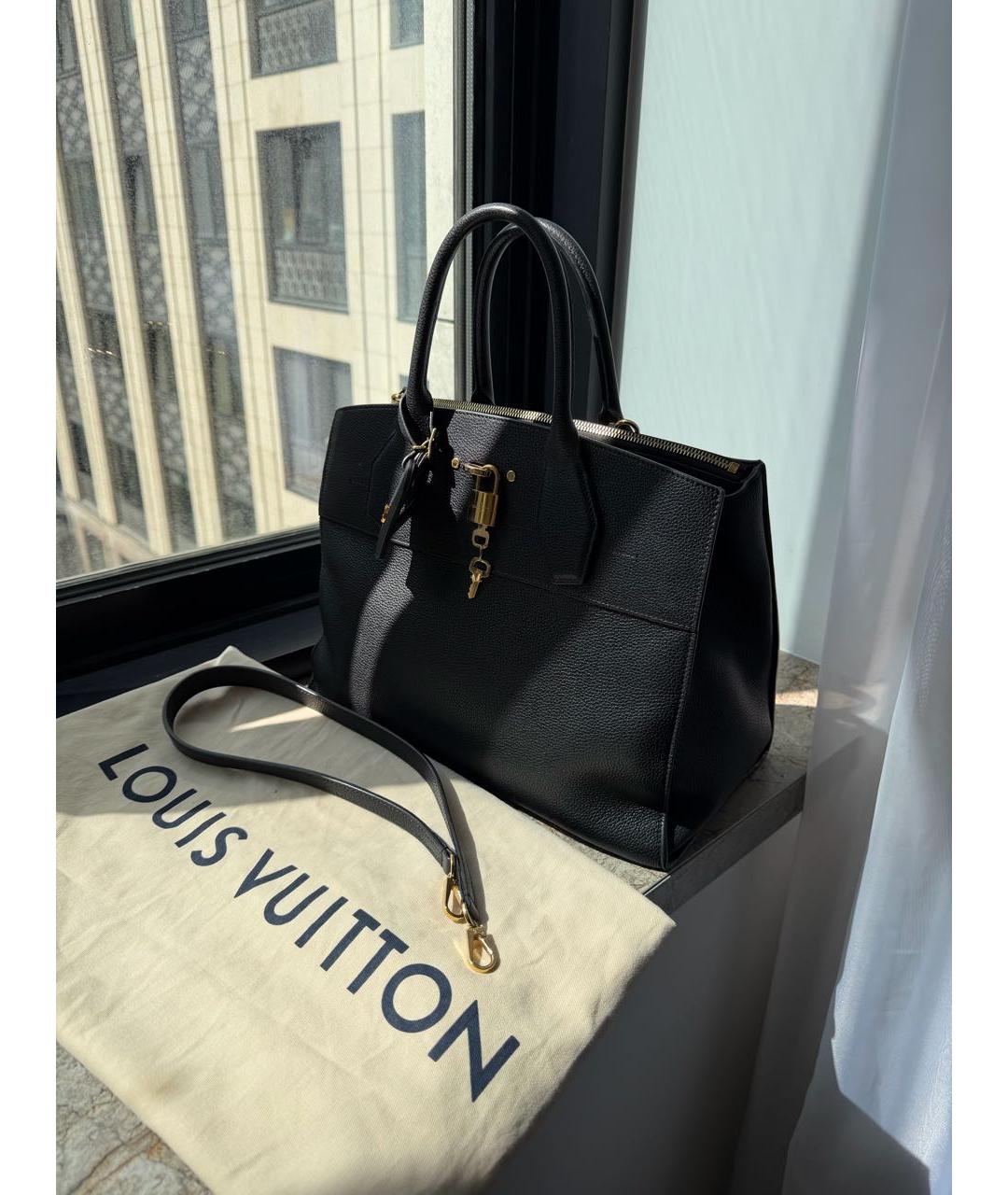 LOUIS VUITTON Черная кожаная сумка тоут, фото 2