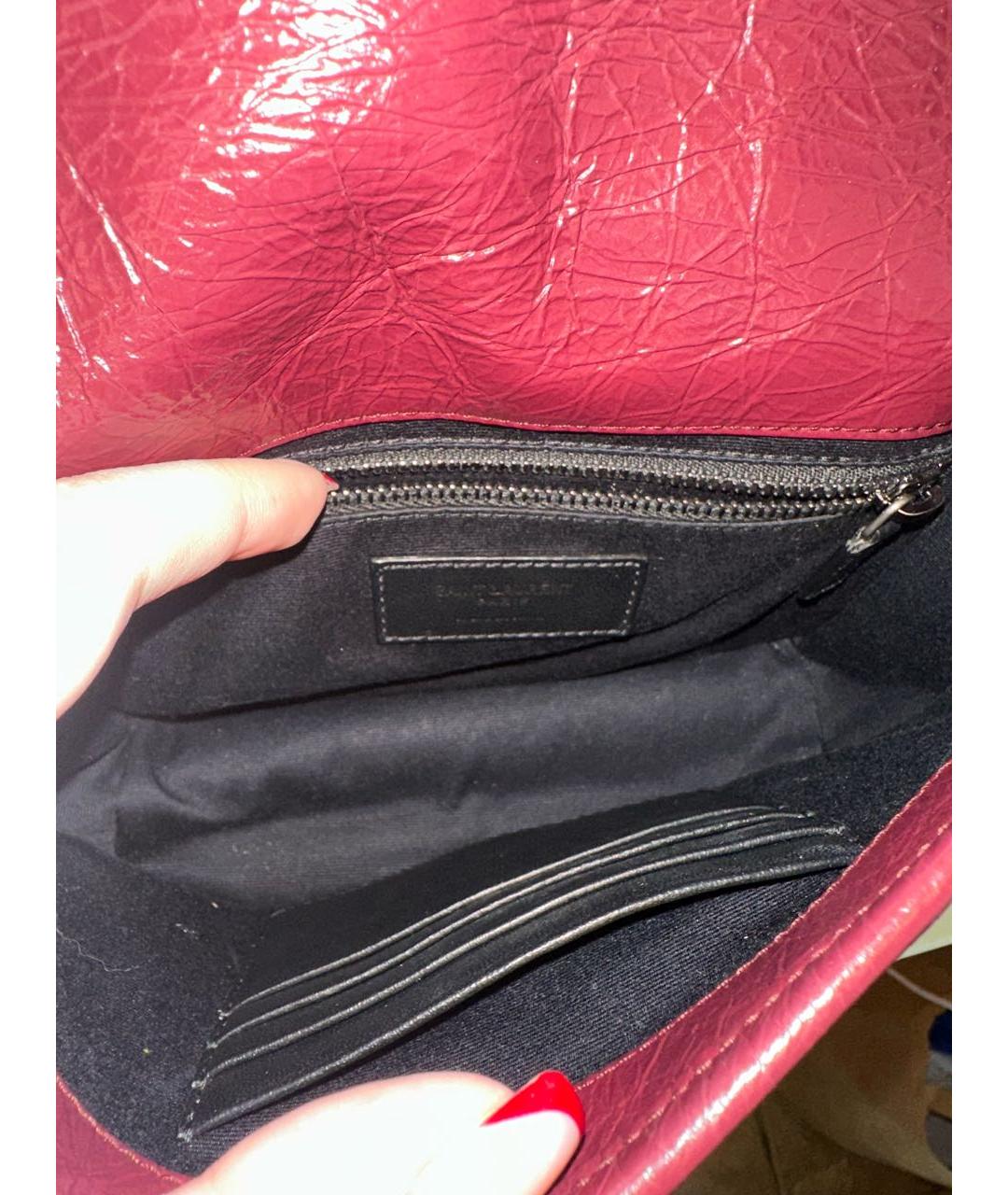 SAINT LAURENT Бордовая кожаная сумка через плечо, фото 4