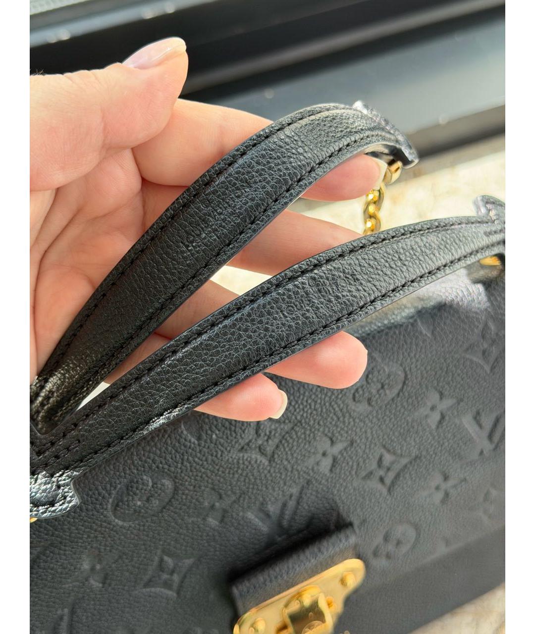 LOUIS VUITTON Черная кожаная сумка через плечо, фото 7