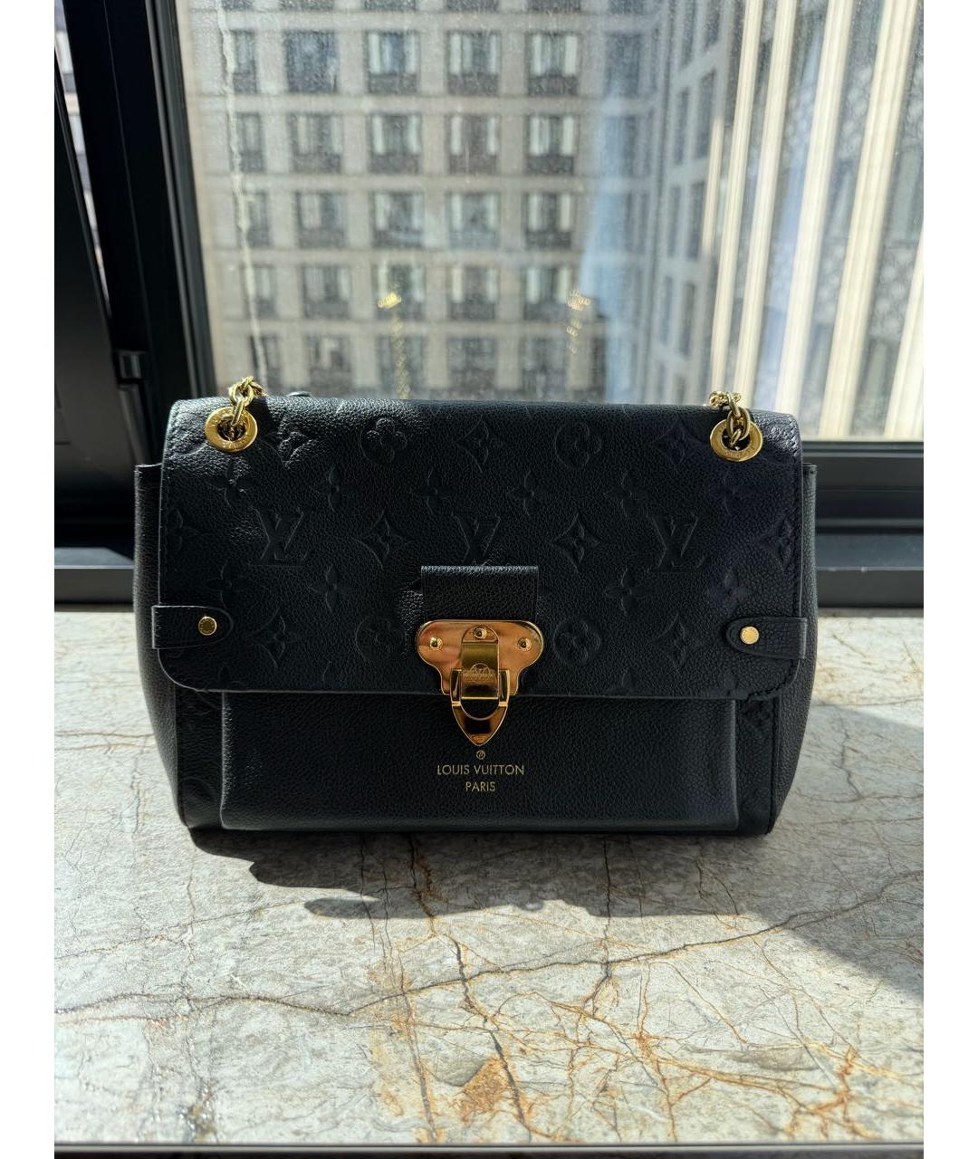 LOUIS VUITTON Черная кожаная сумка через плечо, фото 9